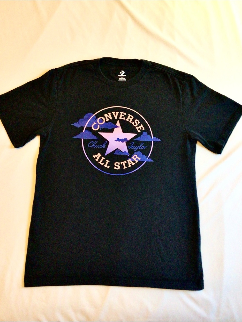 Converse Black Short-Sleeve Tee with Purple Gradient All Star Logo